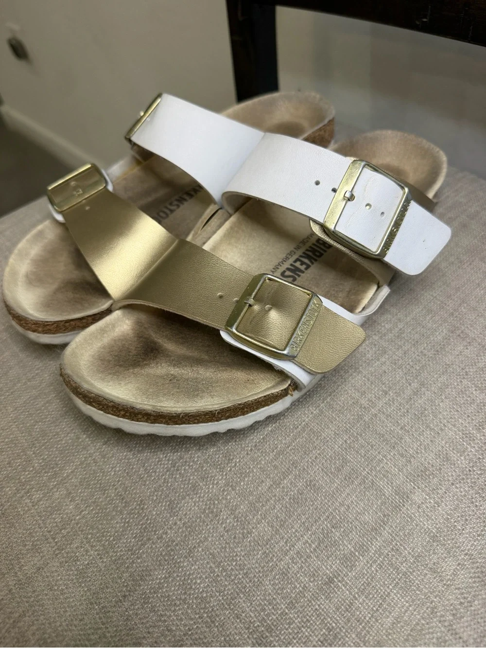 Birkenstock White & Gold Sandals